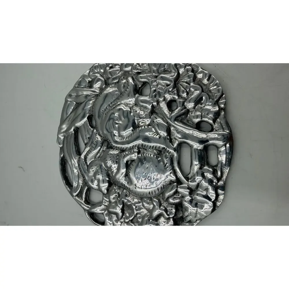 Set of 2 Vintage Arthur Court Bunny Trivet: 1995 Cast Aluminum Floral Design